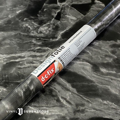 67Cm D-C-Fix Romeo Black Silver Marble Sticky Back Vinyl Lengths 1M To 15M (200-8293)
